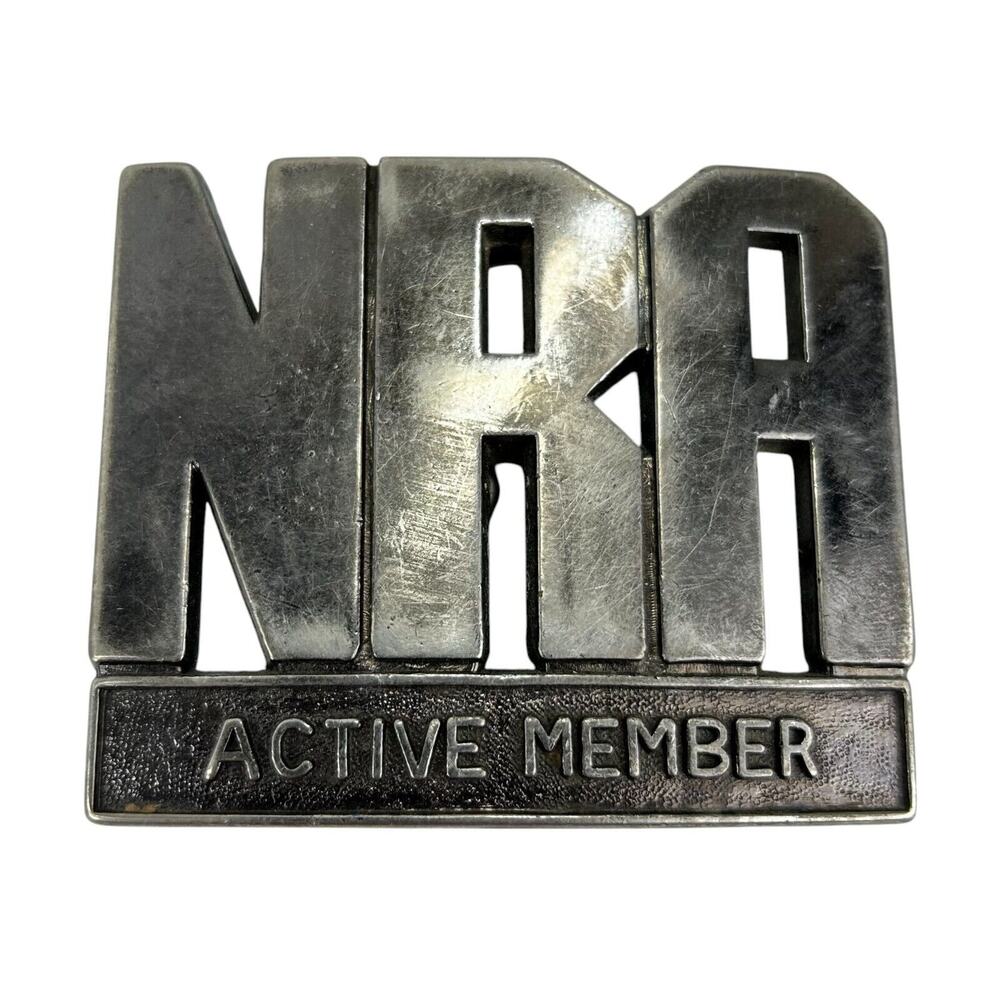 Vintage NRA Active Member Belt Buckle National Rifle Association 3" x 2.5"